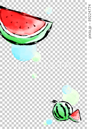 夏天的問候西瓜和沒有字母的蒼白圓圈（明信片尺寸垂直） 89224774