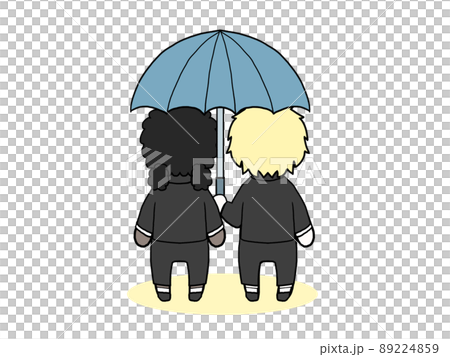 Illustrations of the backs of men and women in suits wearing souvenirs (white men and black women) Illustrations of the backs of men and women in suits wearing souvenirs (white men and black women) 89224859