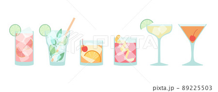 set of flat cocktails set of flat cocktails 89225503