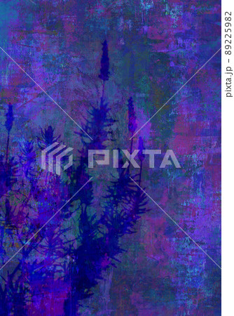 多彩な絵の具で描いた、ラベンダーのシルエット 89225982