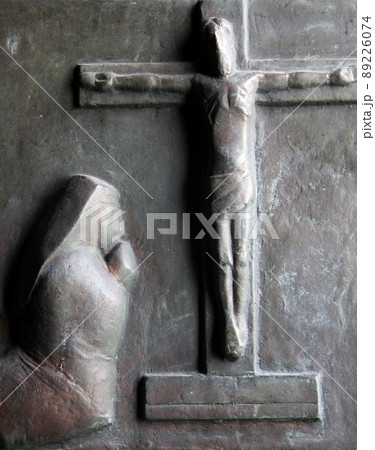 The doors of the church of St. Mary, depicting the life of Blessed Osanna of Cattaro in Kotor, Montenegro 89226074