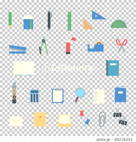 Simple and cute stationery illustration set Simple and cute stationery illustration set 89226201