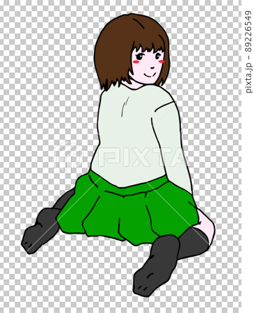 A woman who sits down and looks back 89226549