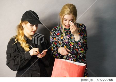 Security guard and shoplifter. 89227766
