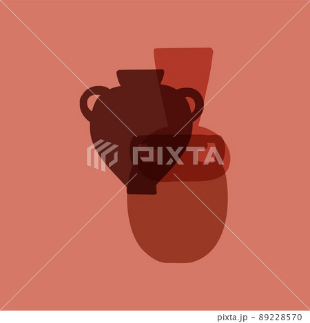 Various ceramic vases interior posters. Elegant modern card in boho style. Vector concept. 89228570