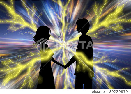 運命の出会い カップル成立の瞬間を表現したイラスト のイラスト素材 2299