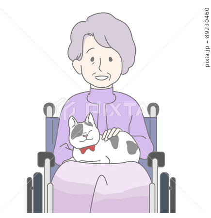 猫を膝に乗せた笑顔のおばあさん - シニア・ペット・アニマルセラピー 猫を膝に乗せた笑顔のおばあさん - シニア・ペット・アニマルセラピー 89230460
