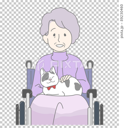 猫を膝に乗せた笑顔のおばあさん - シニア・ペット・アニマルセラピー 猫を膝に乗せた笑顔のおばあさん - シニア・ペット・アニマルセラピー 89230460