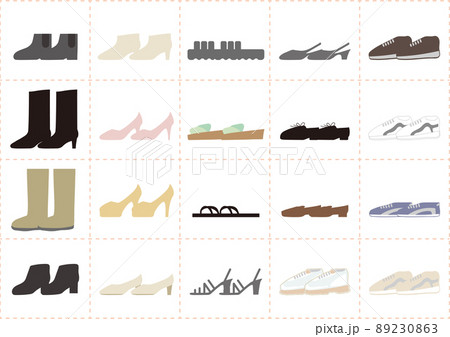 女性靴セット1 横並び ブーツ・サンダル・ヒール・スニーカー・革靴 女性靴セット1 横並び ブーツ・サンダル・ヒール・スニーカー・革靴 89230863