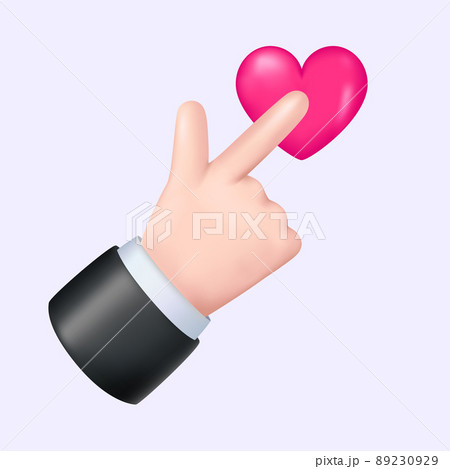 Hand Pointing to the Heart. Creative 3D Sign Language Gesture 89230929