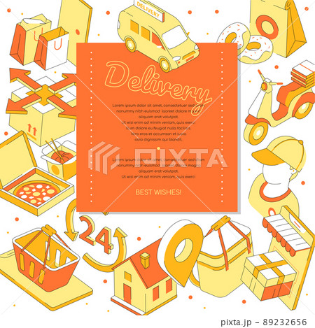 Fast food delivery - modern isometric colorful banner Fast food delivery - modern isometric colorful banner 89232656