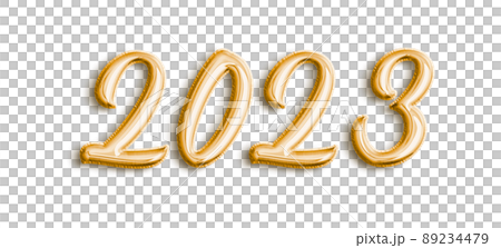 Golden Volumetric 3D Text Balloons Lettering 2023 cut out 89234479