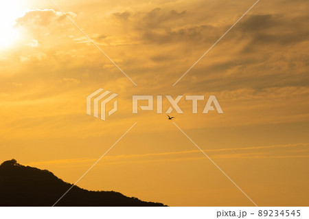 加西市の夕日に染まる田舎の山と空 加西市の夕日に染まる田舎の山と空 89234545