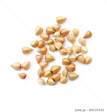 Organic green buckwheat isolated on white, top view 89235502