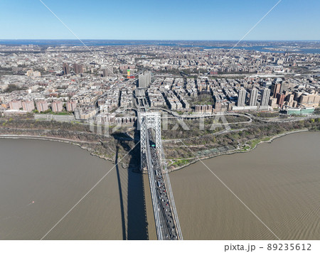Aerial view of George Washington Bridge in Fort Lee, New Jersey, New York. USA Aerial view of George Washington Bridge in Fort Lee, New Jersey, New York. USA 89235612