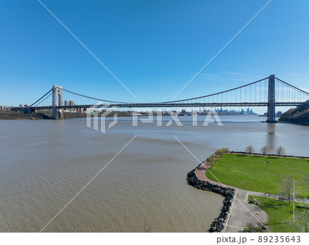 Aerial view of George Washington Bridge in Fort Lee, New Jersey, New York. USA Aerial view of George Washington Bridge in Fort Lee, New Jersey, New York. USA 89235643