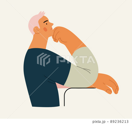 People portrait - Thinking people -Modern flat vector concept illustration of a young man thinking about something, half-length portrait, user avatar. Creative landing web page illustartion 89236213