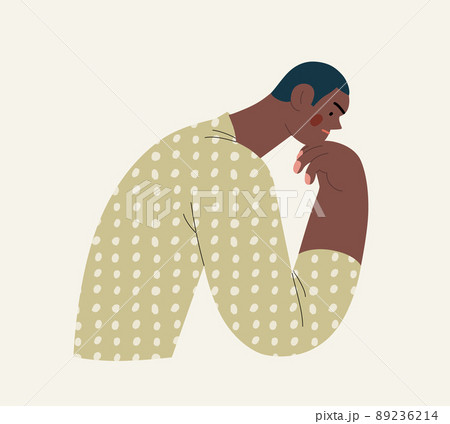People portrait - Thinking people -Modern flat vector concept illustration of a young man thinking about something, half-length portrait, user avatar. Creative landing web page illustartion 89236214