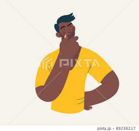 People portrait - Thinking people -Modern flat vector concept illustration of a young man thinking about something, half-length portrait, user avatar. Creative landing web page illustartion 89236217