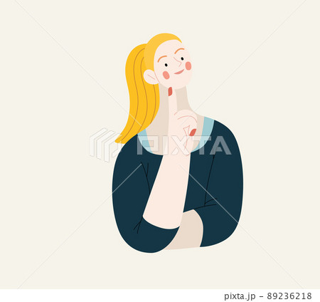 People portrait - Thinking people -Modern flat vector concept illustration of a young man thinking about something, half-length portrait, user avatar. Creative landing web page illustartion 89236218