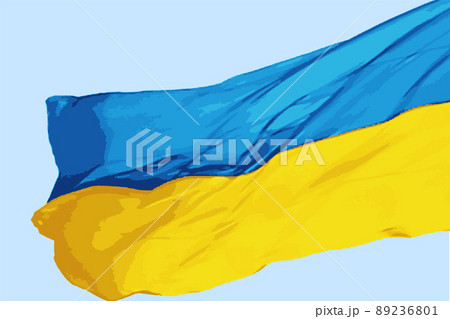 Flag of Ukraine on the blue sky. Flag of Ukraine on the blue sky. 89236801
