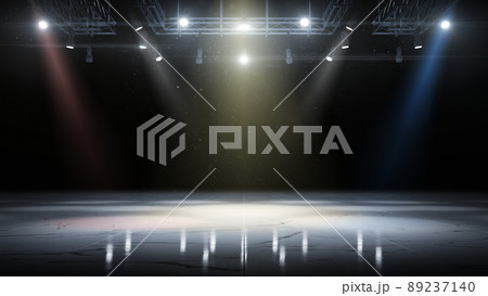 Marble floor. Stage with spotlights. Empty space background. White marble. Realistic marble and light on dark background. Dark background. 3d Marble floor. Stage with spotlights. Empty space background. White marble. Realistic marble and light on dark background. Dark background. 3d 89237140