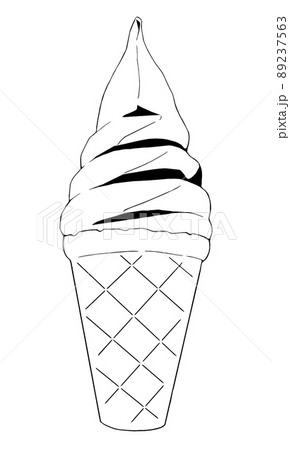 ソフトクリームのモノクロイラスト 89237563