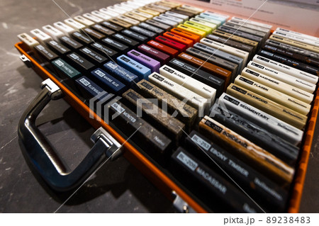 Small color sample boards. toned image for design - Colorful sets with cards for furniture 89238483