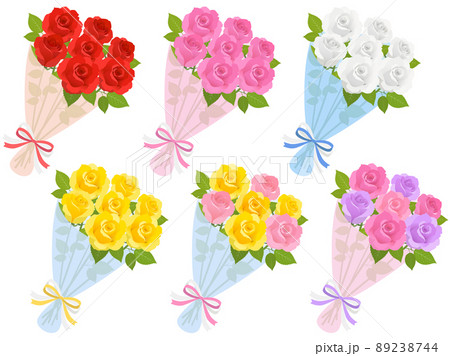 薔薇の花束セットのイラスト素材 [89238744] - PIXTA