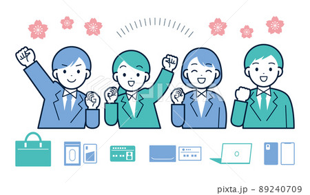 頑張る新入社員のイラストとアイコン 89240709