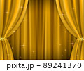 スポットライトが当たっている高級感のあるキラキラした金色のカーテンのイラスト背景素材(ベクターあり) 89241370
