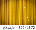 スポットライトが当たっている高級感のあるキラキラした金色のカーテンのイラスト背景素材(ベクターあり) 89241372