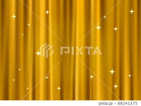 高級感のあるキラキラした金色のカーテンのイラスト背景素材(ベクターあり) 89241375