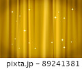 スポットライトが当たっている高級感のあるキラキラした金色のカーテンのイラスト背景素材(ベクターあり) 89241381