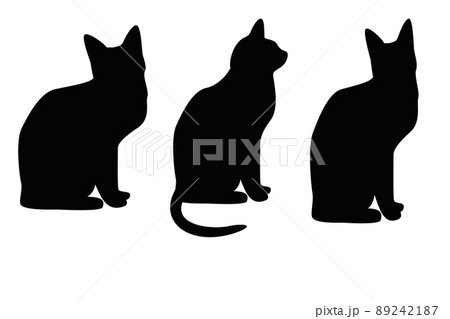 猫のシルエット3点のイラスト素材 [89242187] - PIXTA