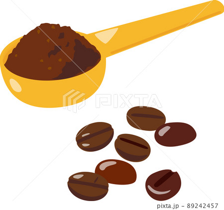 コーヒー豆と挽いたコーヒーの粉 89242457