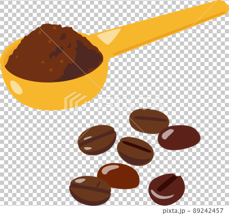 コーヒー豆と挽いたコーヒーの粉 89242457