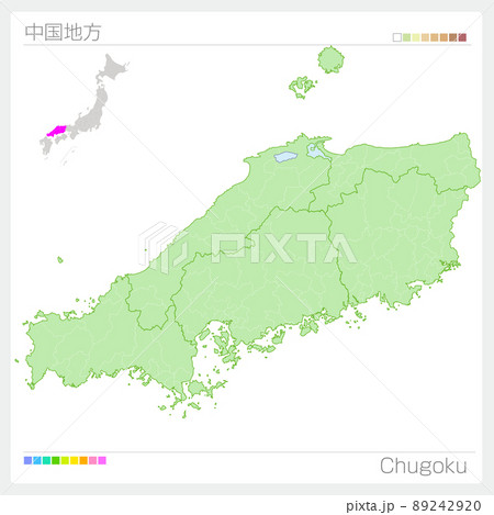 中国地方の地図・Chugoku Map