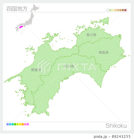 四国地方の地図・Shikoku Map