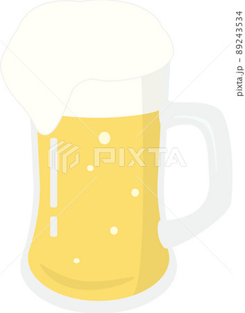 キンキンに冷えた 泡が溢れる美味しそうな生ビールのベクターイラストのイラスト素材