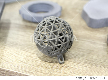 Models printed on 3D printer. Gray objects printed on 3D printer made plastic Models printed on 3D printer. Gray objects printed on 3D printer made plastic 89243601
