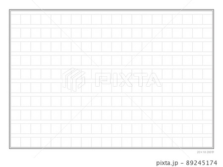 200字詰めの黒い原稿用紙･便せんのテンプレート - 20字×10段 - 横幅A4比率 89245174