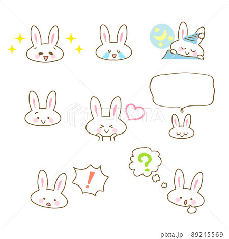 イラスト素材セット:かわいいウサギのキャラクターのカットイラスト6