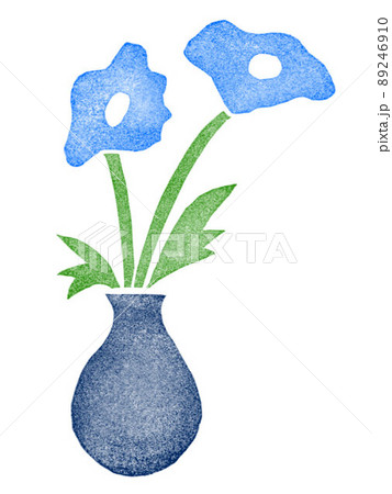 花瓶に入った青い花　スタンプ　ハンコ 89246910