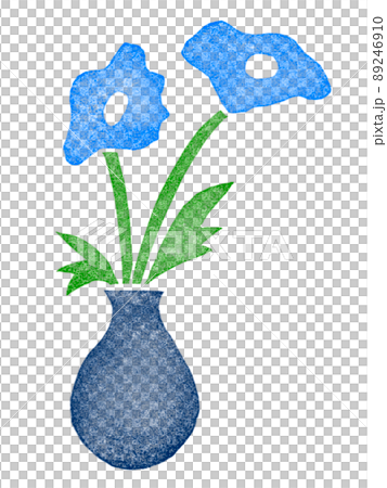 花瓶に入った青い花　スタンプ　ハンコ 89246910