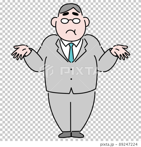 胖經理男性插畫素材聳聳肩 胖經理男性插畫素材聳聳肩 89247224