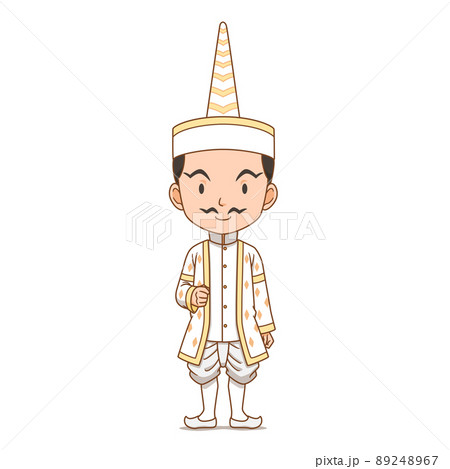 Cartoon character of Thai Angel male in white brahmin dress. 89248967