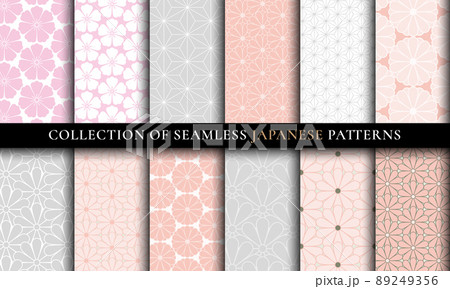 Japanese Asian traditional seamless patterns collection set 89249356