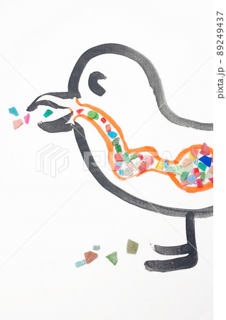 マイクロプラスチックとカモメ マイクロプラスチックとカモメ 89249437