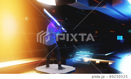 Man playing in virtual reality 89250525